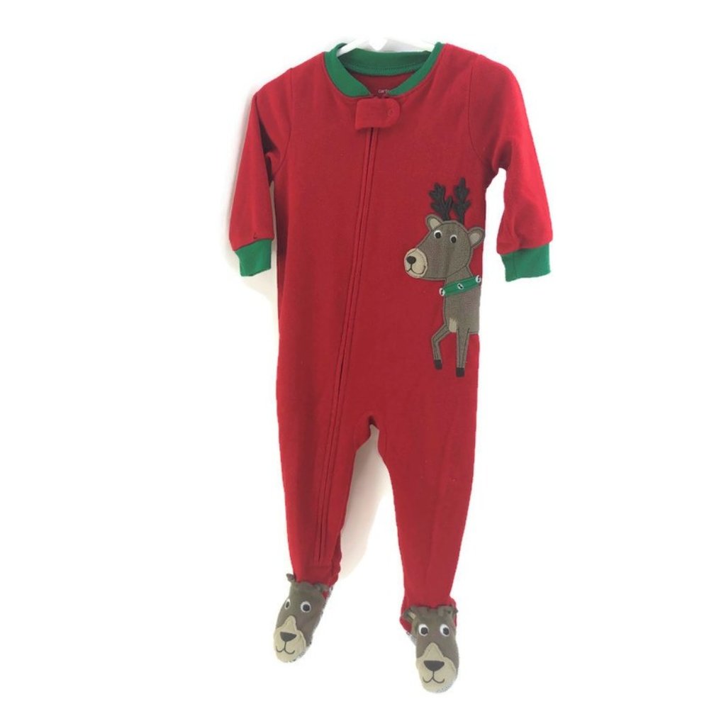 CARTER'S Fleece Reindeer Christmas Sleeper Pajamas